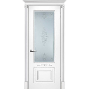 Дверь Смальта 04 Белый ral 9003 патина серебро со стеклом