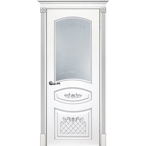 Дверь Смальта 05 Белый ral 9003 патина серебро со стеклом
