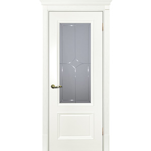 Дверь Смальта 07 Молочный ral 9010 со стеклом