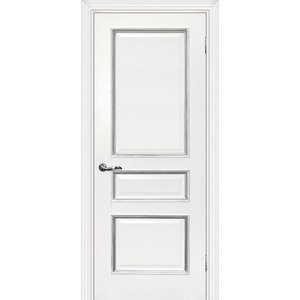Дверь Мурано-2 белый, патина серебро
