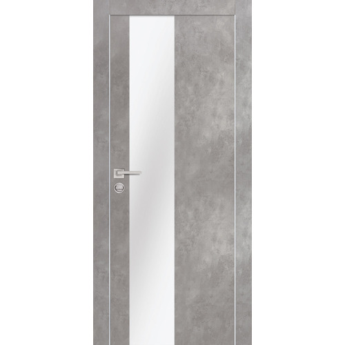 Дверь PX-6 AL кромка с 2-х ст. Серый бетон со стеклом