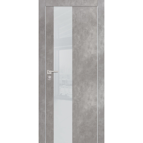Дверь PX-6 AL кромка с 2-х ст. Серый бетон со стеклом