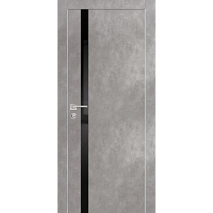 Дверь PX-8 AL кромка с 2-х ст. Серый бетон со стеклом