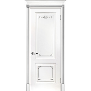 Дверь Смальта 14 Белый ral 9003 патина серебро