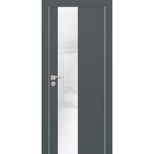 Дверь PX-6 AL кромка с 2-х ст. Графит со стеклом