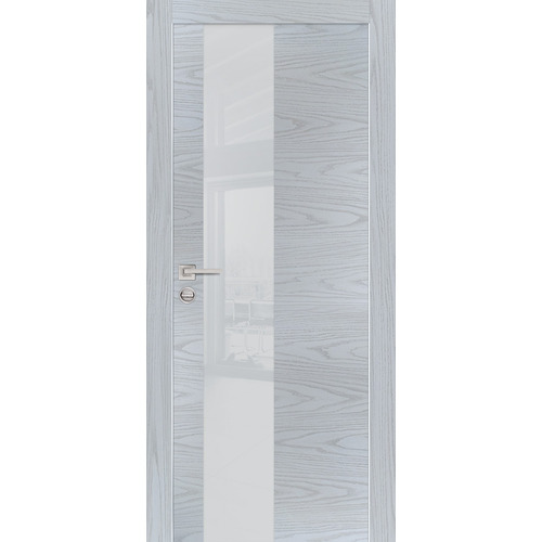 Дверь PX-6 AL кромка с 2-х ст. Дуб скай серый со стеклом