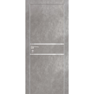 Дверь PX-18 AL кромка с 2-х ст. Серый бетон со стеклом