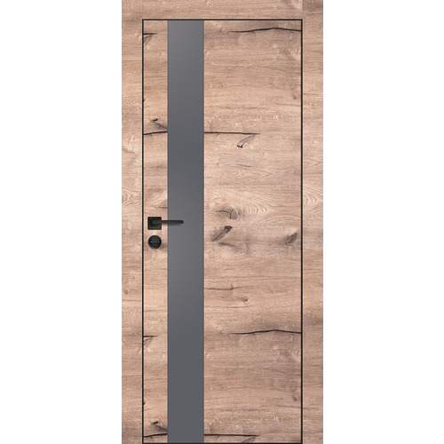 Дверь PX-10 черная кромка с 4-х ст. Дуб пацифик со стеклом