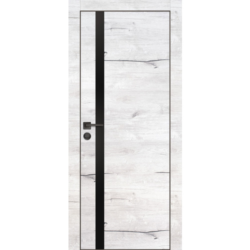 Дверь PX-8 черная кромка с 4-х ст. Дуб арктик со стеклом