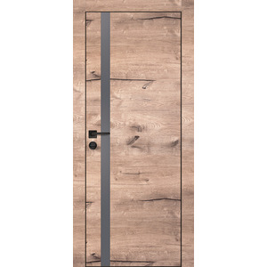Дверь PX-8 черная кромка с 4-х ст. Дуб пацифик со стеклом