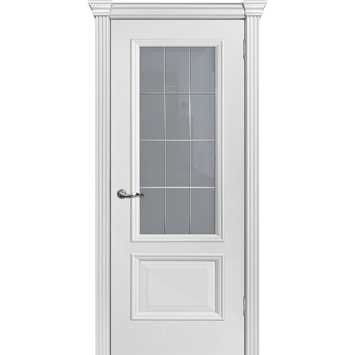Дверь Смальта-Шарм 02 Молочный ral 9010 со стеклом
