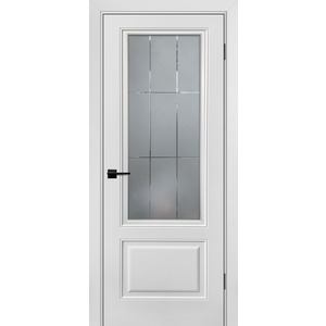 Дверь Смальта-Шарм 12 Молочный ral 9010 со стеклом